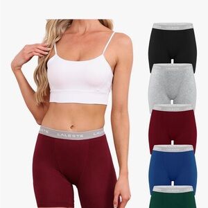 Women's 5-Pack Bamboo Comfort Boxer Briefs - Burgundy & Assorted NWOT